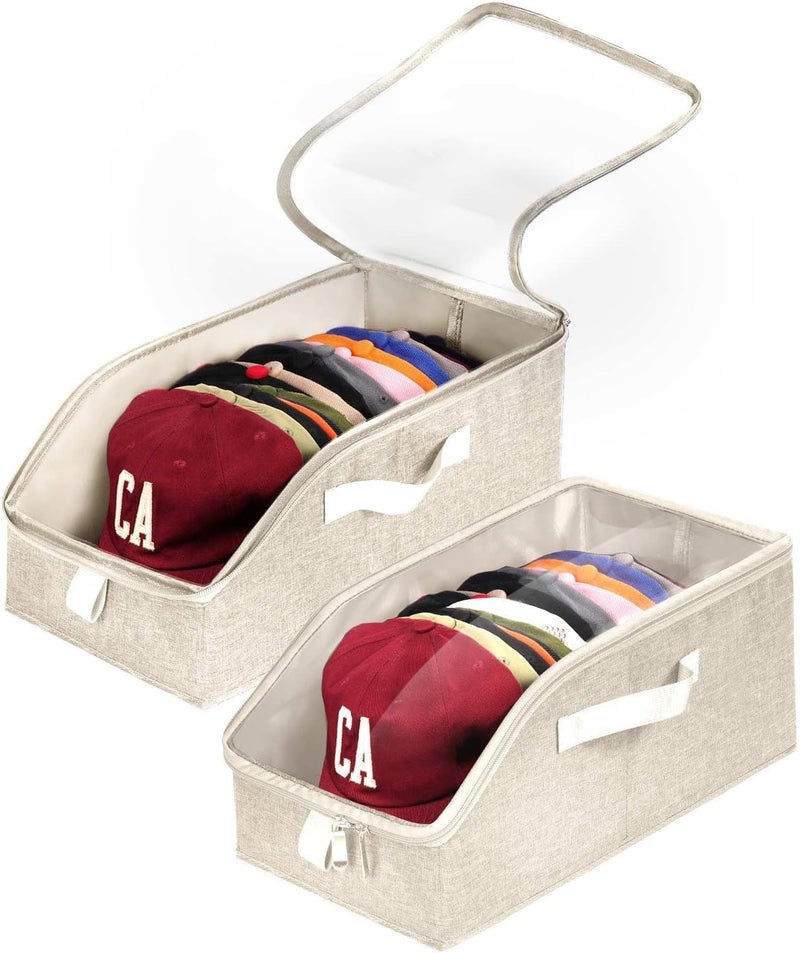 Livelab Hat Organizer for Baseball Caps, Hat Storage Holder Container for Closet Hold Up to 12 Caps with Clear Window, Hat Boxes for Home Storage | 1Pcs Grey - Image 1